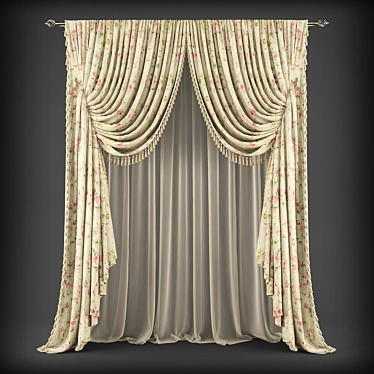 Polyester Curtain Panels 3D model image 1 