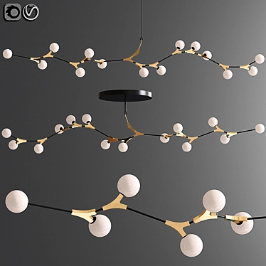 Gleaming Glass Branch Chandelier 3D model image 1 