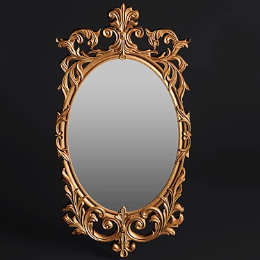 Elegant Golden Wood Mirror 3D model image 1 