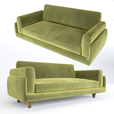 Effortlessly Elegant Olive Sofa 3D model image 1 