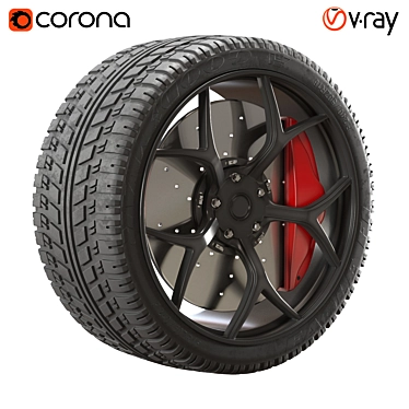 Stylish Rim and Tire Combo 3D model image 1 