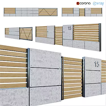 2014 Zabor Fence Unit with Corona Render 3D model image 1 