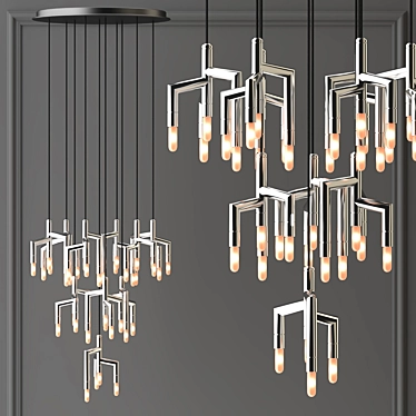 Elegant Rameau Circular Chandelier 3D model image 1 