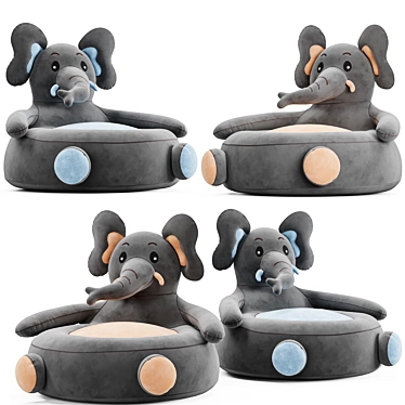 Playful Elephant Kids Chair 3D model image 1 