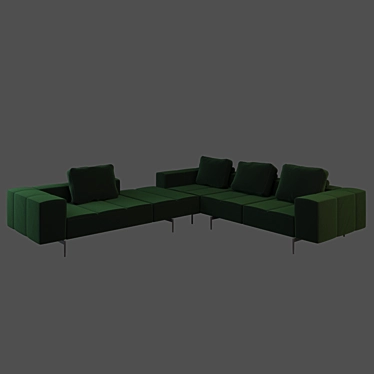 Amsterdam Green Velvet Sofa 3D model image 1 