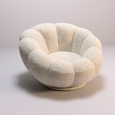 Cozy White Sherpa Swivel Chair 3D model image 1 
