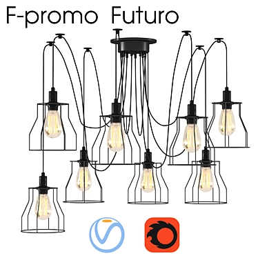 Futuro 2168-8U: Modern 8-Light Chandelier 3D model image 1 