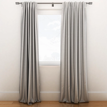 Luxurious Cotton Velvet Curtain 3D model image 1 