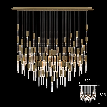 Elegant Glass Metal Chandelier 3D model image 1 