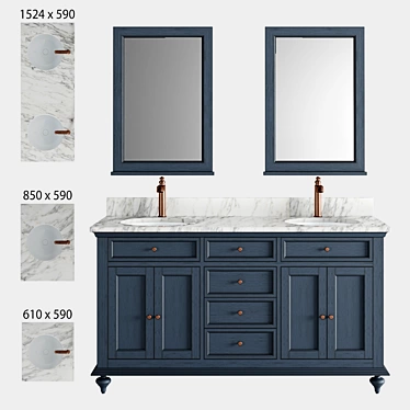 Vintage Navy Blue Keller Double Vanity 3D model image 1 