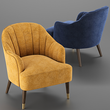 Leicester Marine Blue Velvet Armchair 3D model image 1 