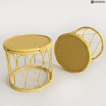 Rattan Bedside/Sofa Table - Malu 3D model image 1 