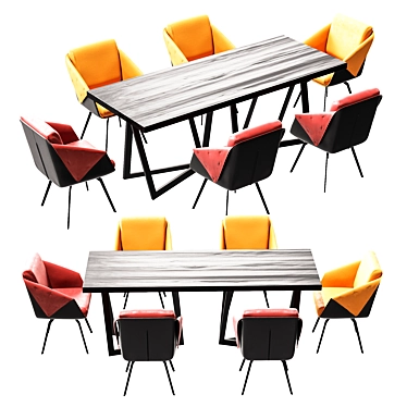 Modern 4union Dining Set 3D model image 1 