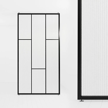 Versatile Glass Partition: Stationary & Pivot Door 3D model image 1 