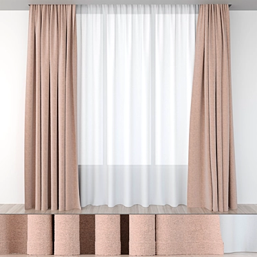 Elegant Beige Curtains: Luxurious Style for Your Home 3D model image 1 