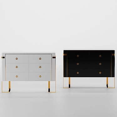 The Piatto chest of drawers. Black gold and White gold.