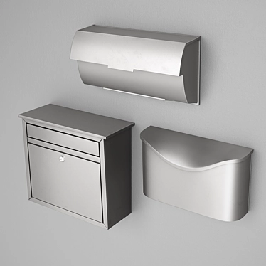 Triple Mailbox Set: Stylish and Convenient 3D model image 1 