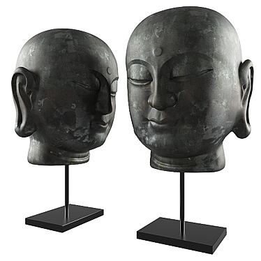 Smiling Buddha Head Decor Sculpture 3D model image 1 