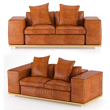 Elegant Leather Sofa, 190cm 3D model image 1 