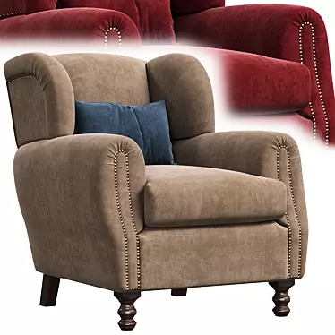 Sleek Mohair Cinema Armchair 3D model image 1 