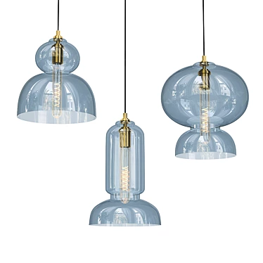 Stylish Glass Pendant Light 3D model image 1 