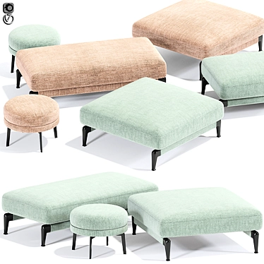 Comfort Bliss Ottoman Fabric 3D model image 1 