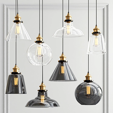 Retro Industrial Pendant Lighting 3D model image 1 