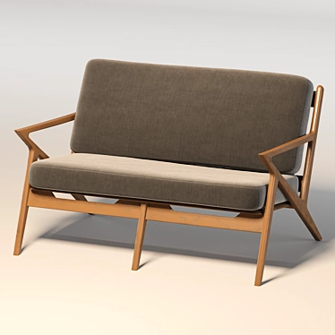 Luxury Velvet Love Seat: Modern Design 3D model image 1 