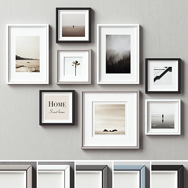 Versatile Set of 135 Picture Frames 3D model image 1 