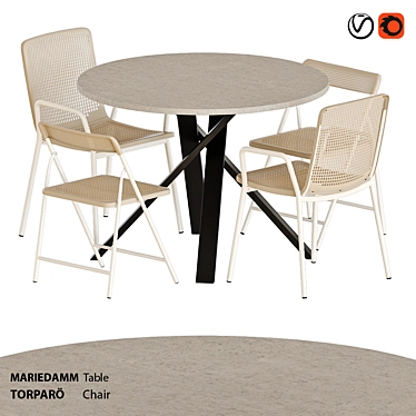 Modern Outdoor Chair and Table Set 3D model image 1 