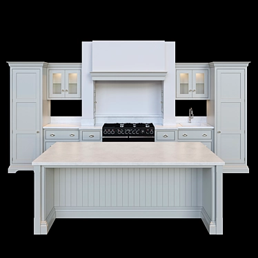 Open Gray Kitchen: Modern & Spacious 3D model image 1 