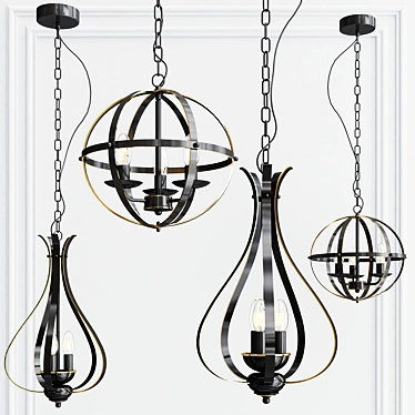 Bronze Farmhouse Chandelier: Rustic Lighting 3D model image 1 