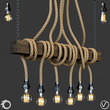 Rustic Rope Pendant Light 3D model image 1 