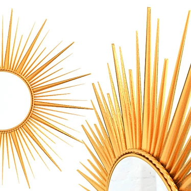 Golden Sunburst Mirror 3D model image 1 