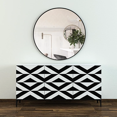 Sleek Mirrored Console Table 3D model image 1 
