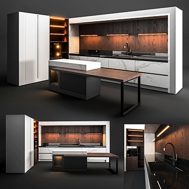3D Kitchen Design with Textures 3D model image 1 