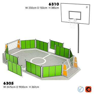 Buglo Sports Field & Basketball Rack 3D model image 1 