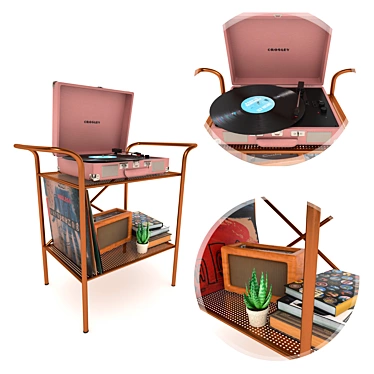 Vinyl Vibes: Decor Set with Turntable, Records & Speaker 3D model image 1 