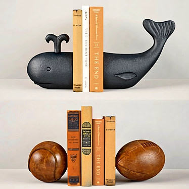 Whale & Vintage Leather Ball Bookends 3D model image 1 