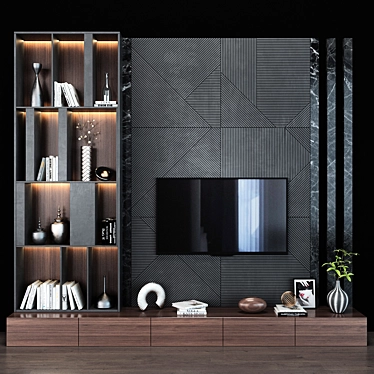 Stylish Modern TV Shelf 3D model image 1 