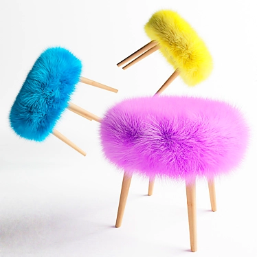 Luxe Lamb Fur Chair Stool 3D model image 1 