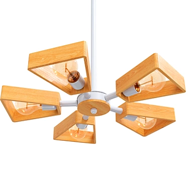 Scandinavian Wood Chandelier 3D model image 1 