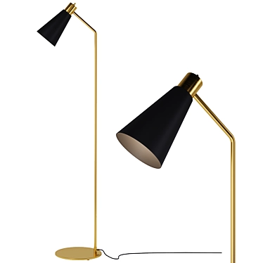 Elegant Brass and Steel Floor Lamp 3D model image 1 