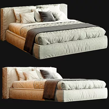LuxiSleep Flann Bed: Soft, Plush Comfort 3D model image 1 