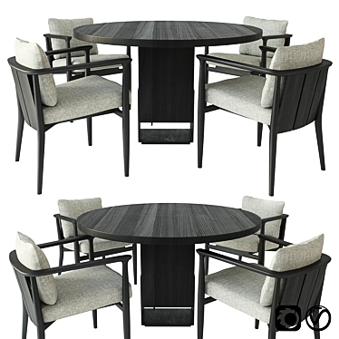 Elegant Kitale Table with Arne Chair Set 3D model image 1 