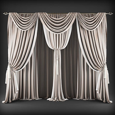 Modern Geometric Design Curtains 3D model image 1 