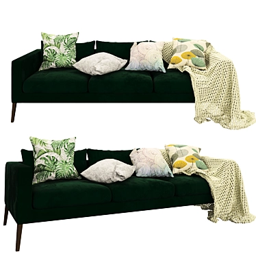 Elegant Green Velvet Sofa 3D model image 1 