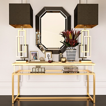 Elegant Gold Harvey Console: Perfect for Glamorous Spaces 3D model image 1 