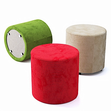 Velvet Pouf: Removable Cover, Customizable Size 3D model image 1 