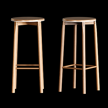 Contemporary Crop Bar Stool 3D model image 1 